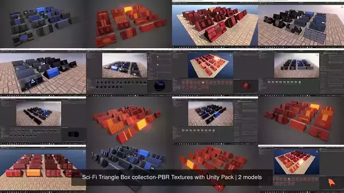 Sci-Fi Triangle Box collection-PBR Textures with Unity Pack 