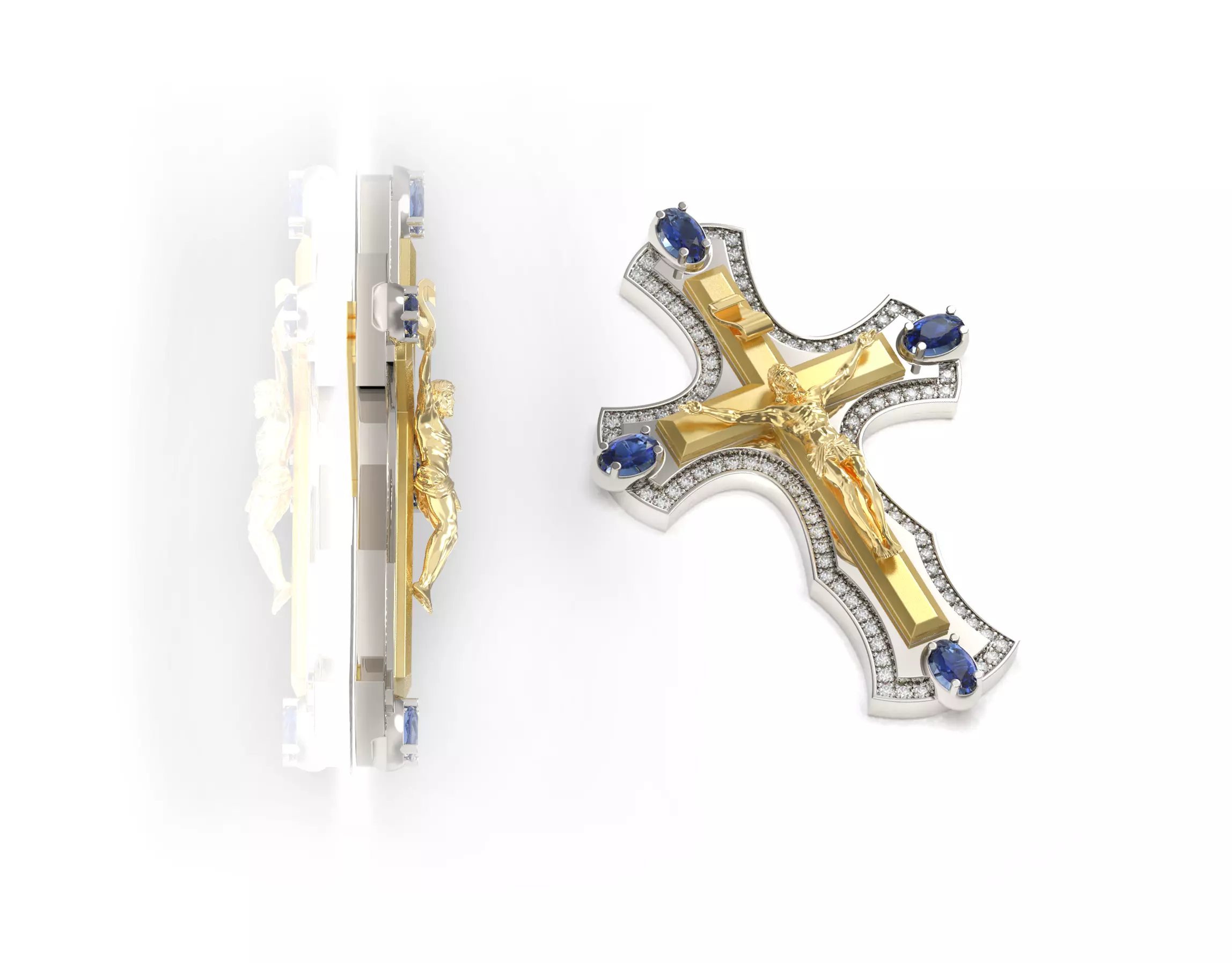 Diamond Cross Pendant Necklace 3D print model