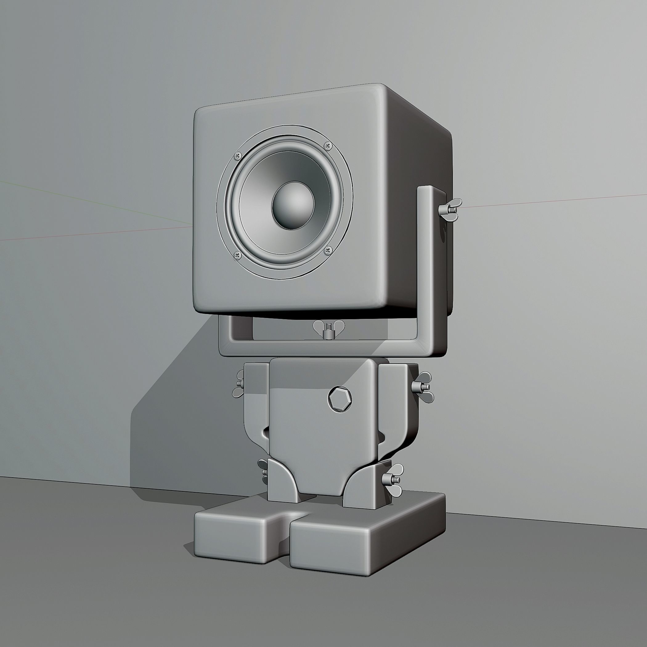 Robot style desktop speakers 3D model_4