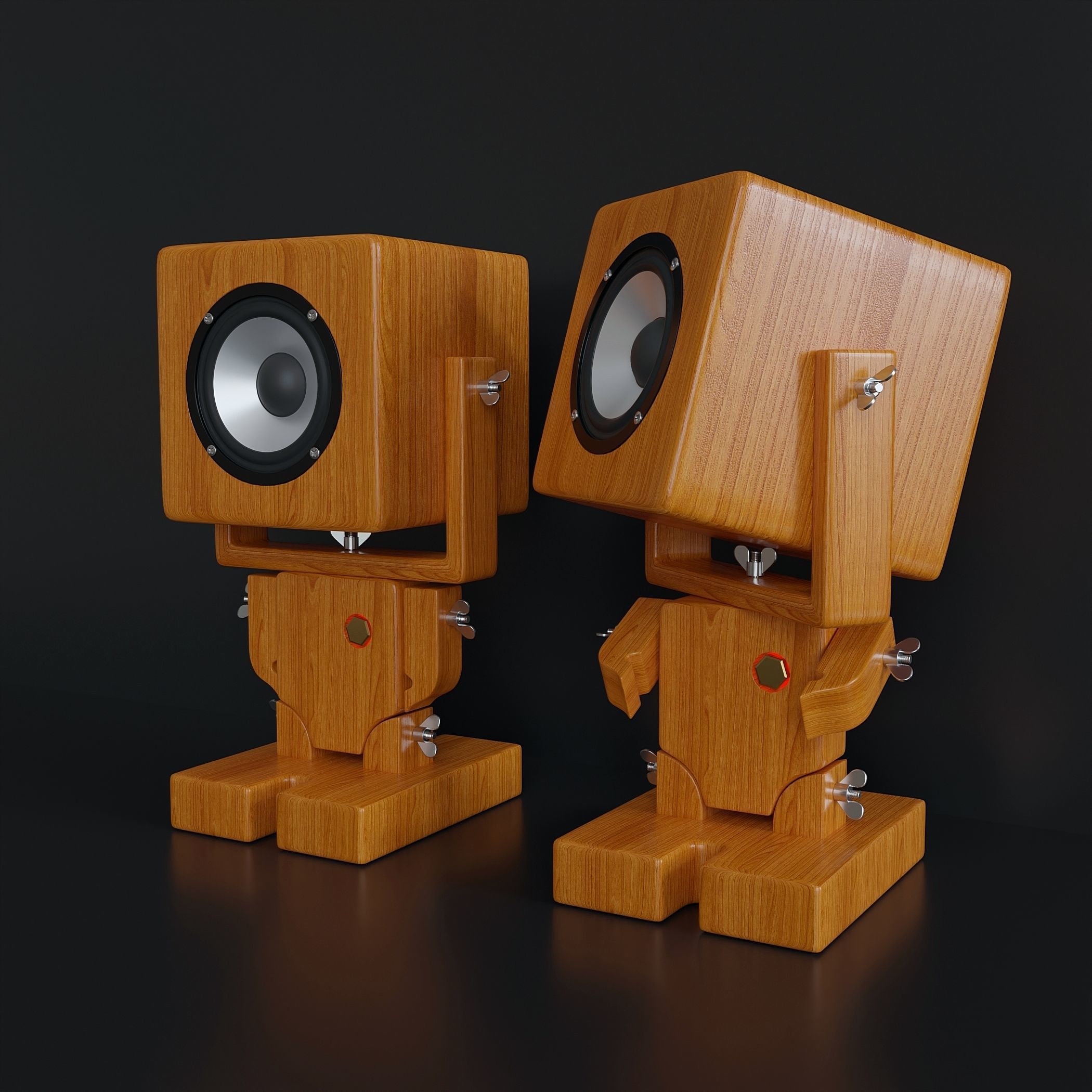 Robot style desktop speakers 3D model_1