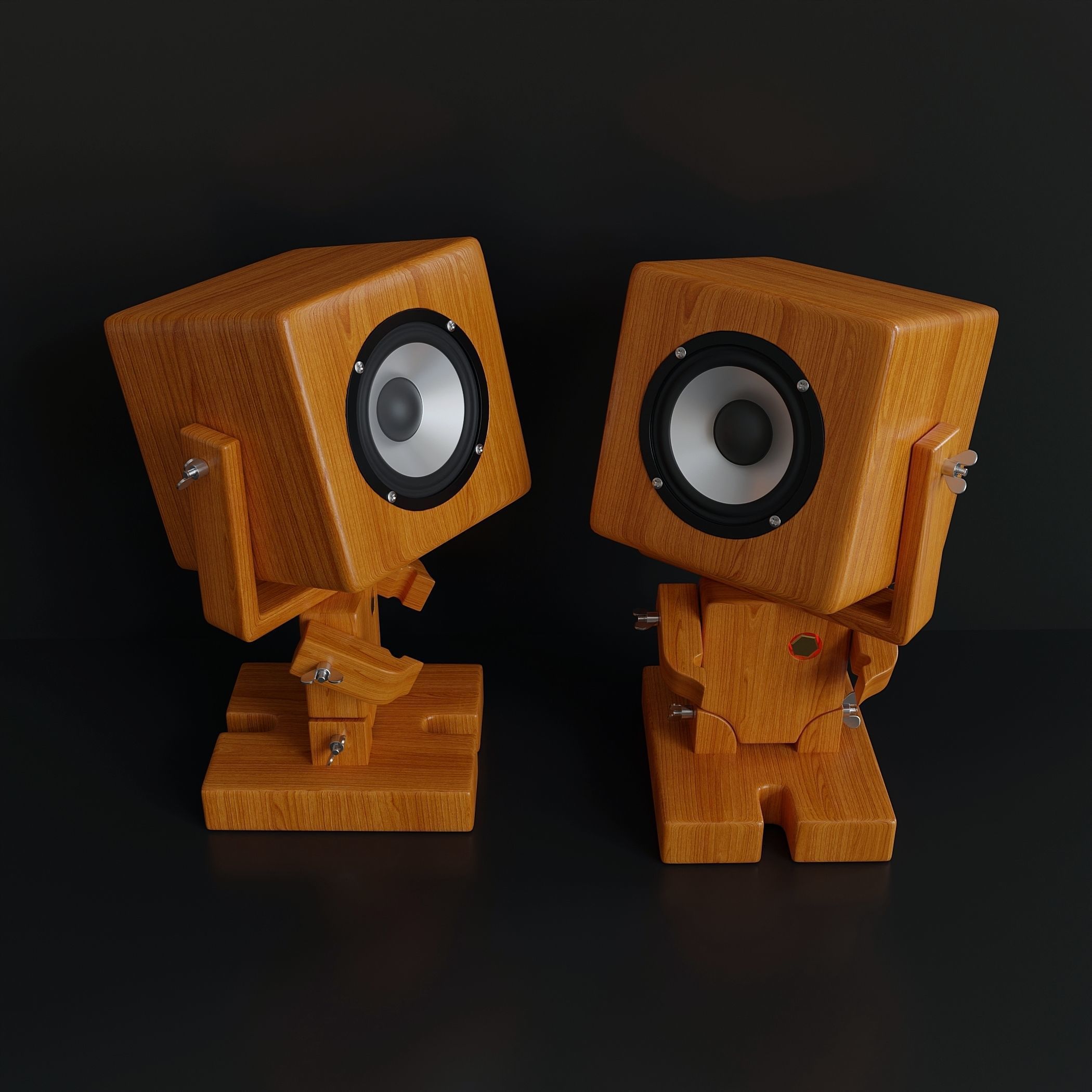 Robot style desktop speakers 3D model_2