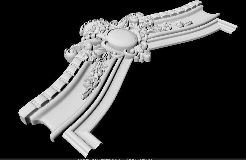 Central decor ornament for furniture 3D model_5