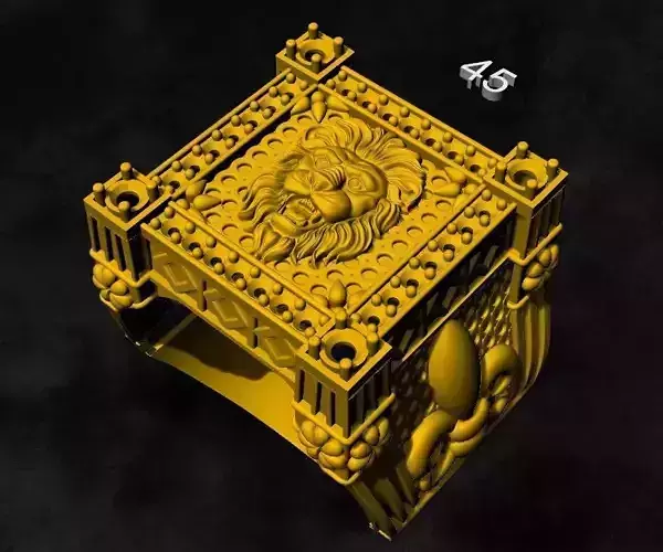 LION HEAD  RING GOLD SILVER STONE 