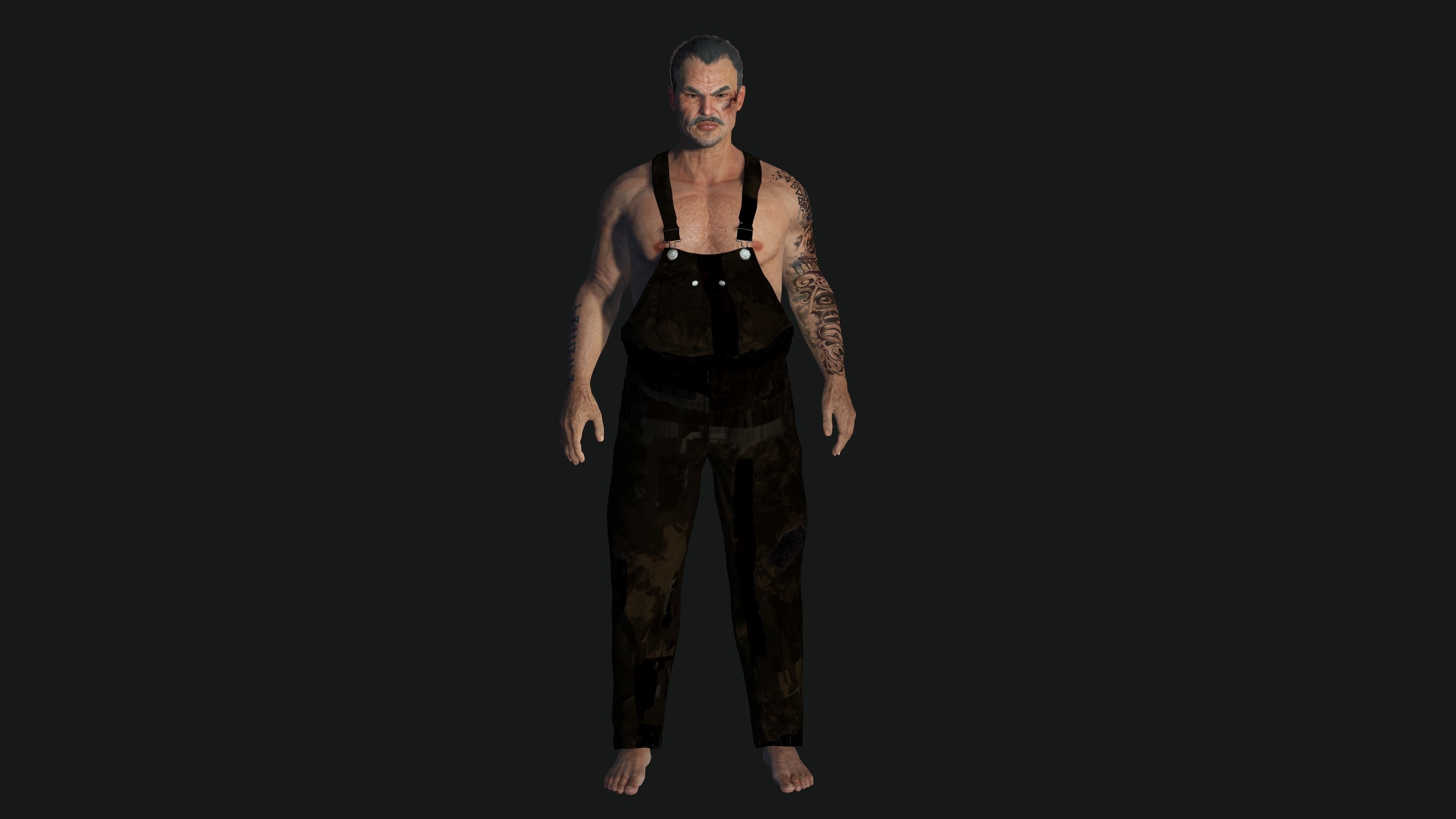 AAA 3D REALISTIC CHARACTER - ASIAN OLD MAN CARPENTER Low-poly 3D model_11