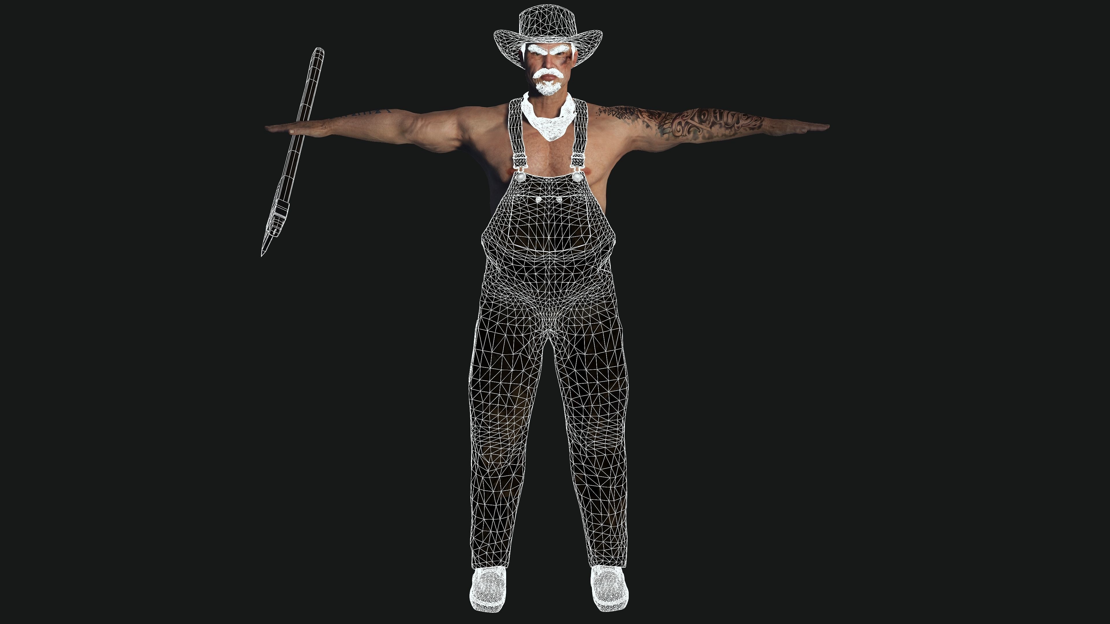 AAA 3D REALISTIC CHARACTER - ASIAN OLD MAN CARPENTER Low-poly 3D model_16