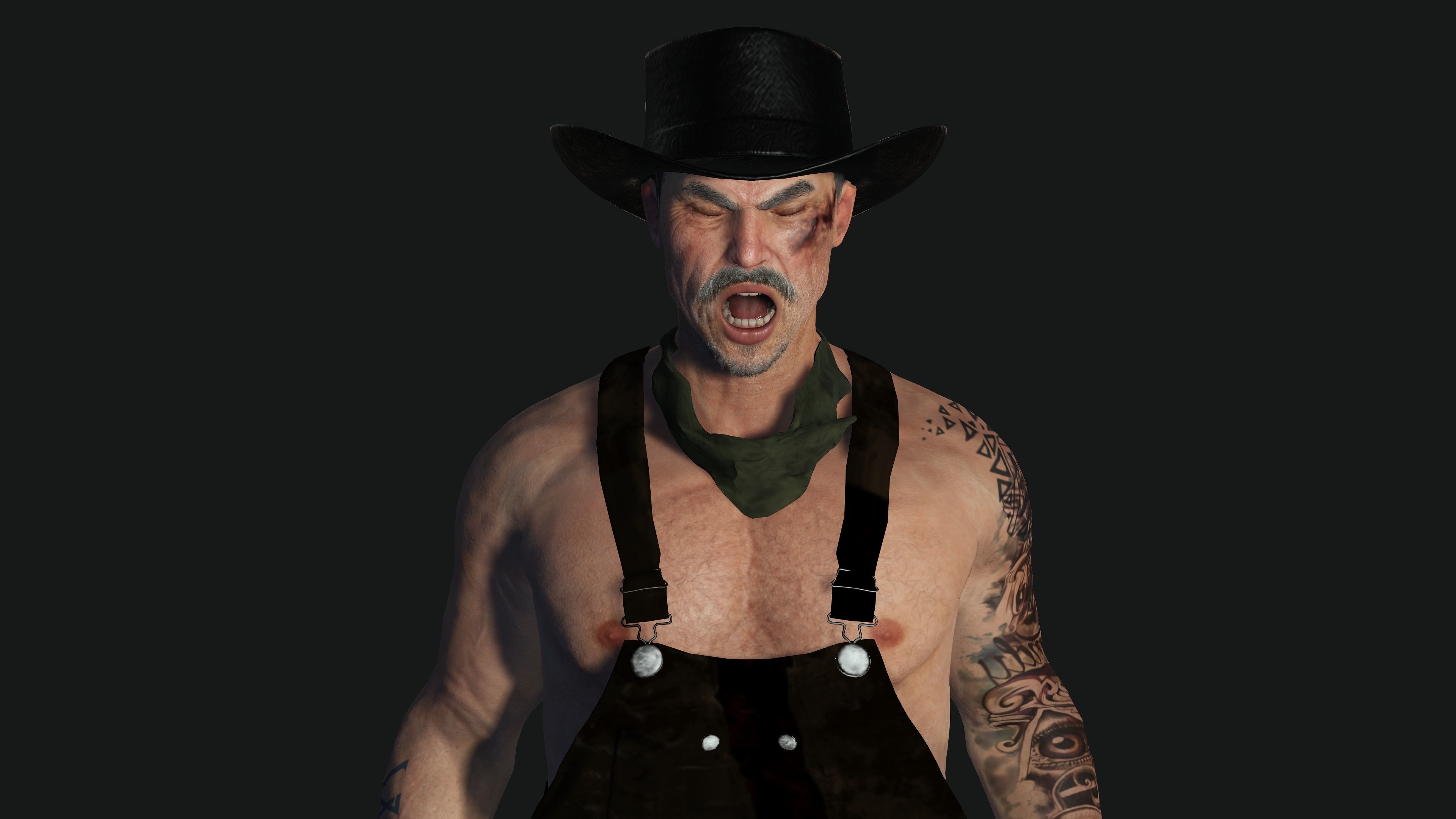 AAA 3D REALISTIC CHARACTER - ASIAN OLD MAN CARPENTER Low-poly 3D model_9