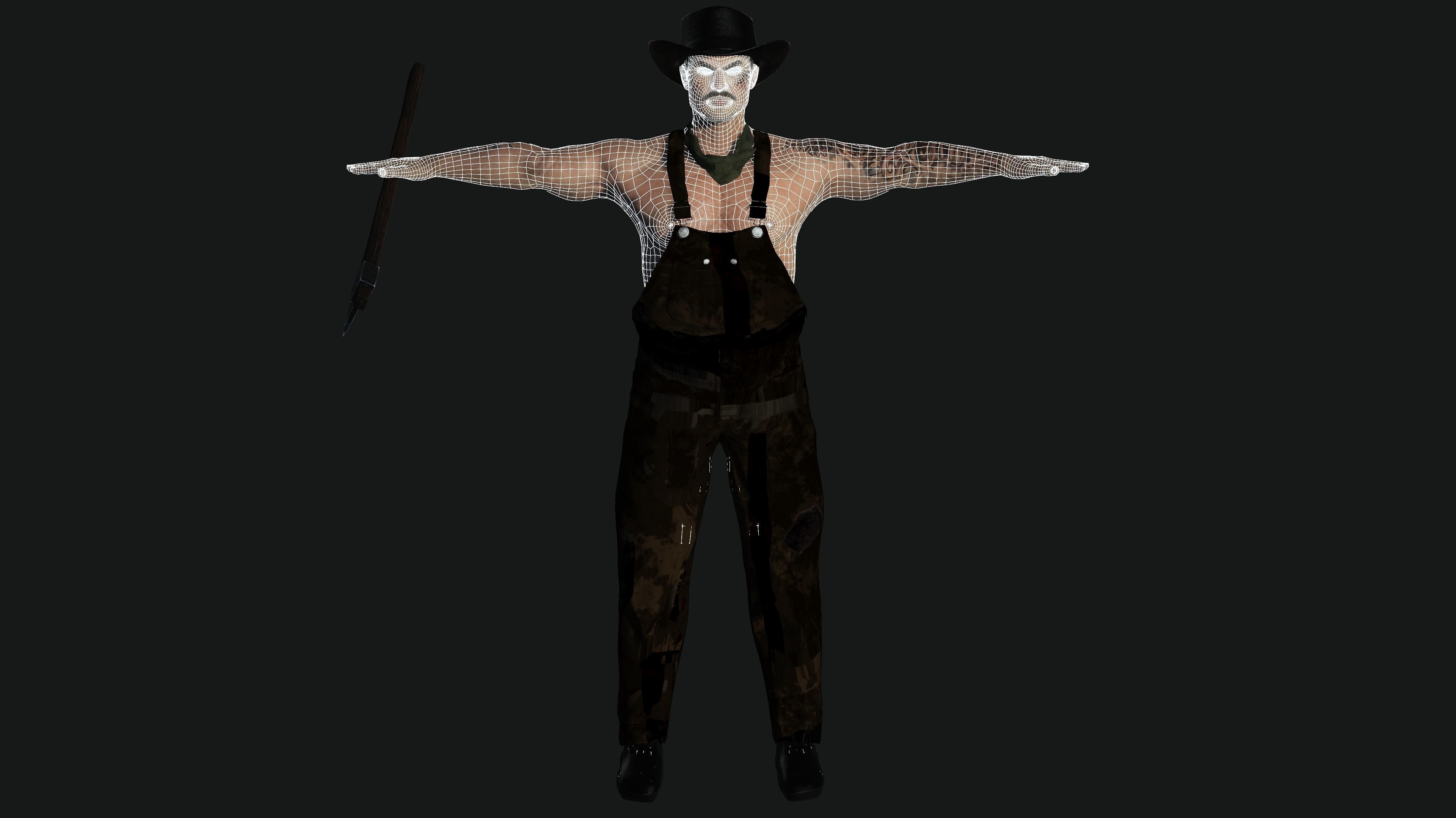 AAA 3D REALISTIC CHARACTER - ASIAN OLD MAN CARPENTER Low-poly 3D model_17