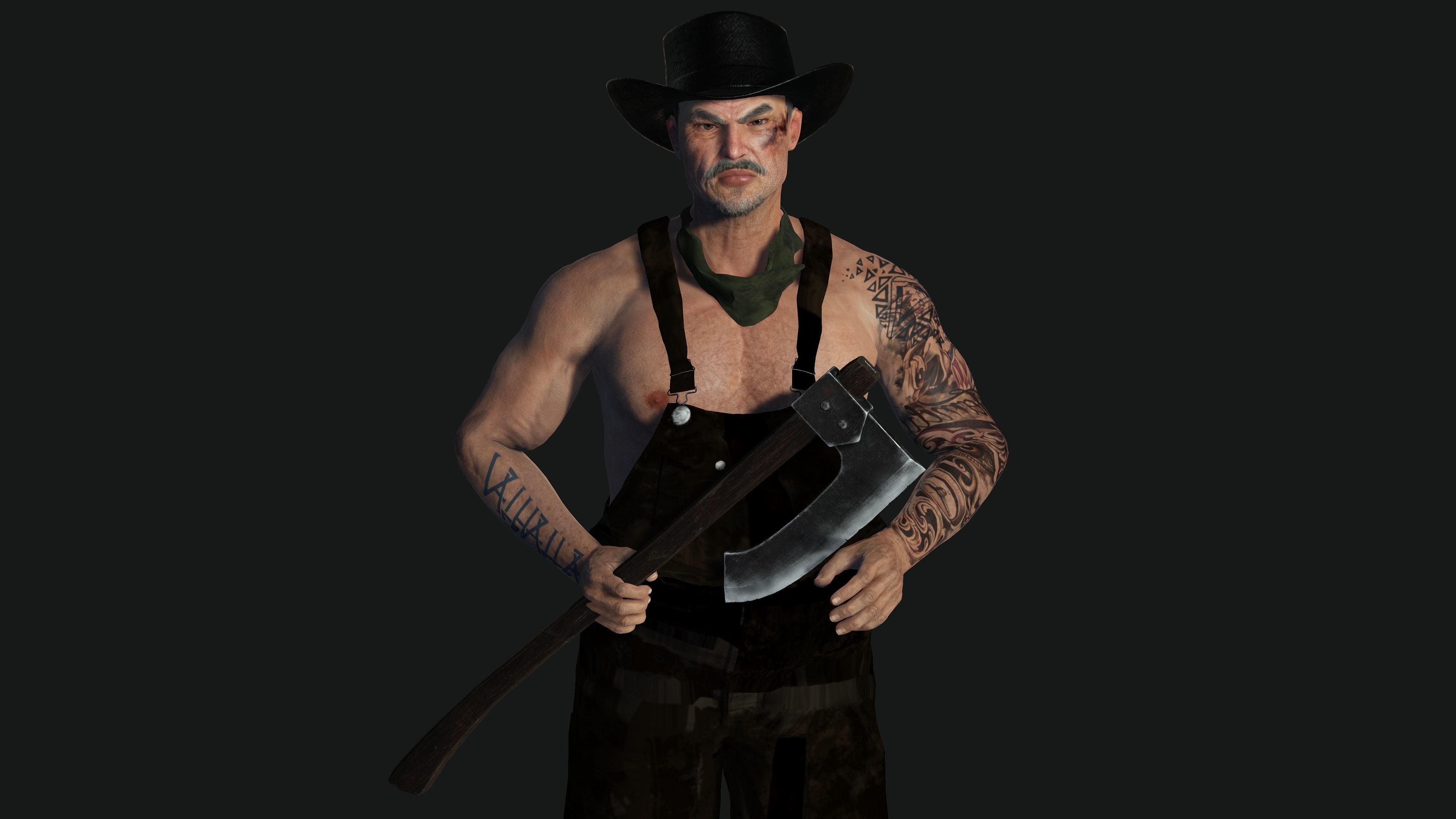 AAA 3D REALISTIC CHARACTER - ASIAN OLD MAN CARPENTER Low-poly 3D model_14