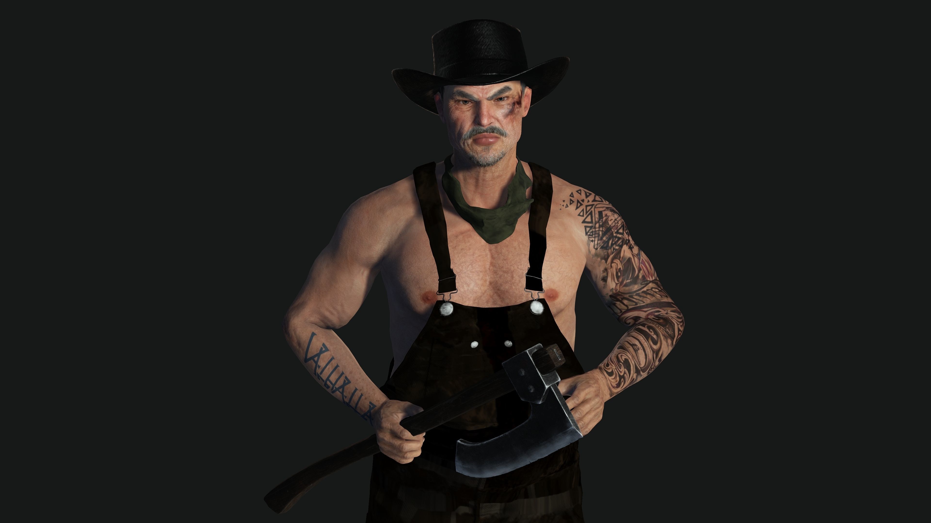 AAA 3D REALISTIC CHARACTER - ASIAN OLD MAN CARPENTER Low-poly 3D model_6