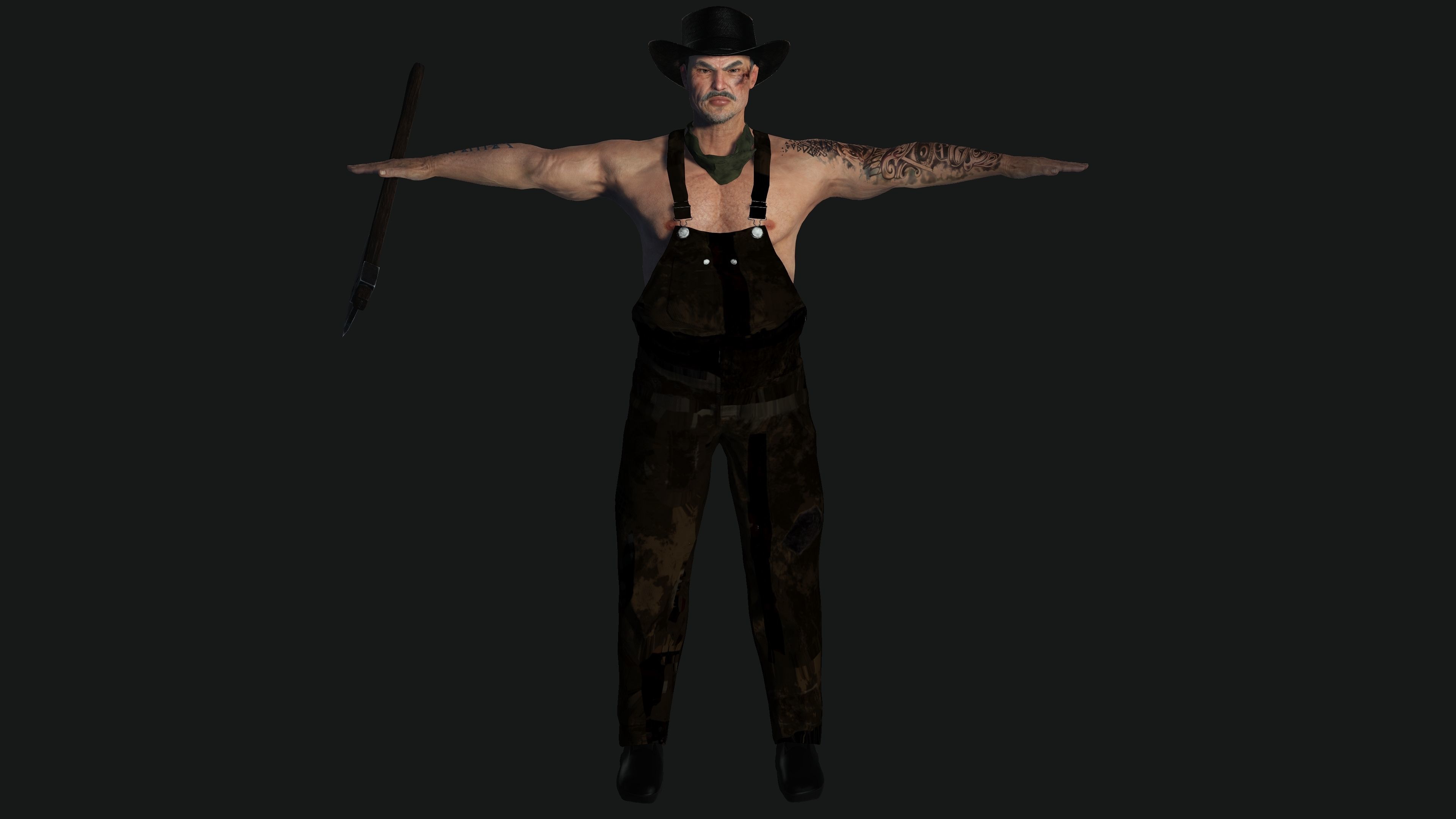 AAA 3D REALISTIC CHARACTER - ASIAN OLD MAN CARPENTER Low-poly 3D model_15