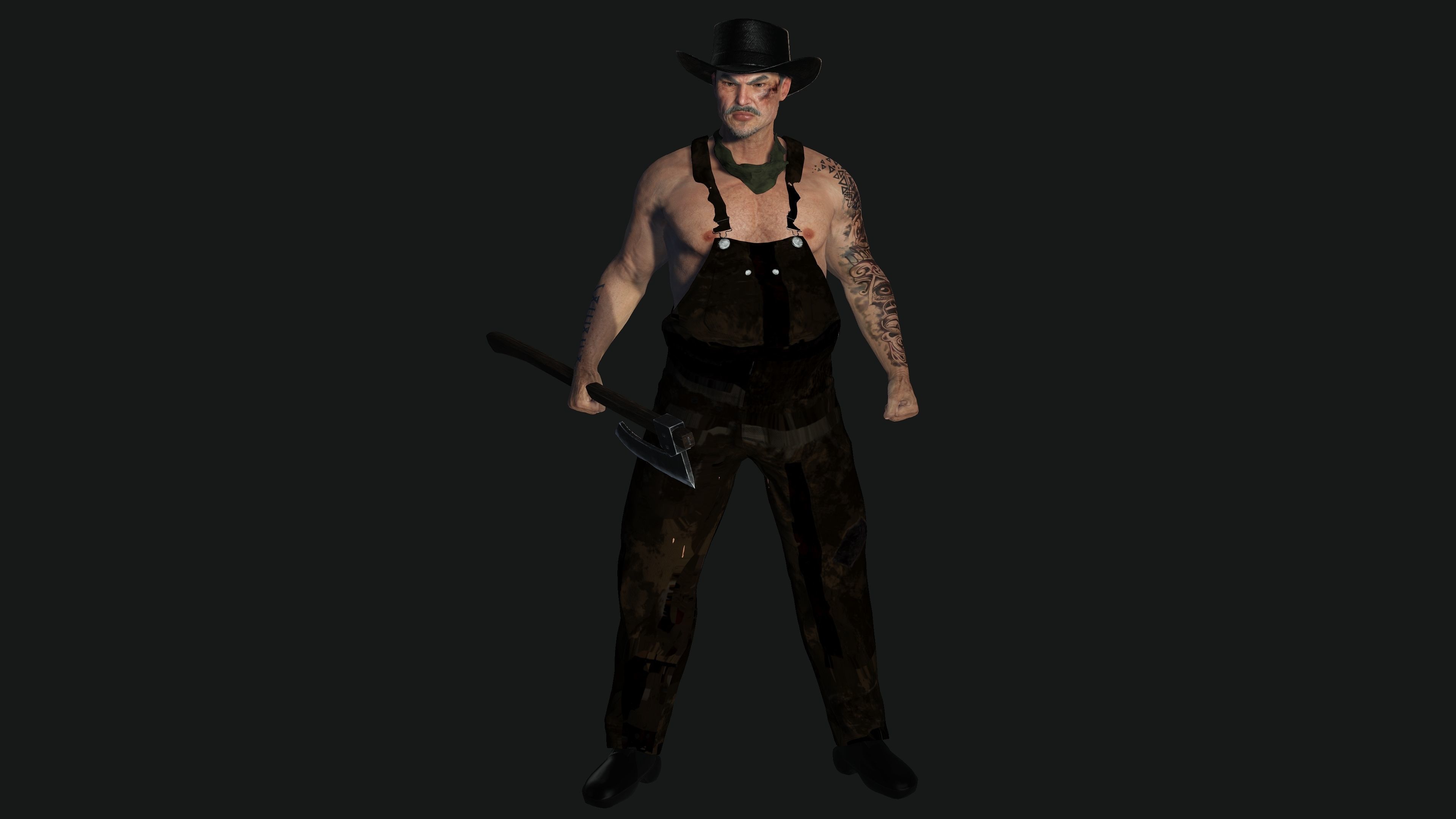 AAA 3D REALISTIC CHARACTER - ASIAN OLD MAN CARPENTER Low-poly 3D model_12