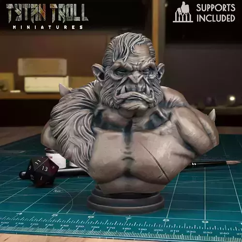 Orc Bust 02 - Pre-Supported 