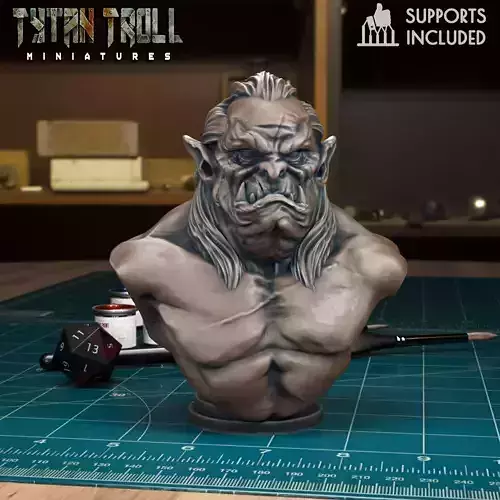 Orc Bust 04 - Pre-Supported
