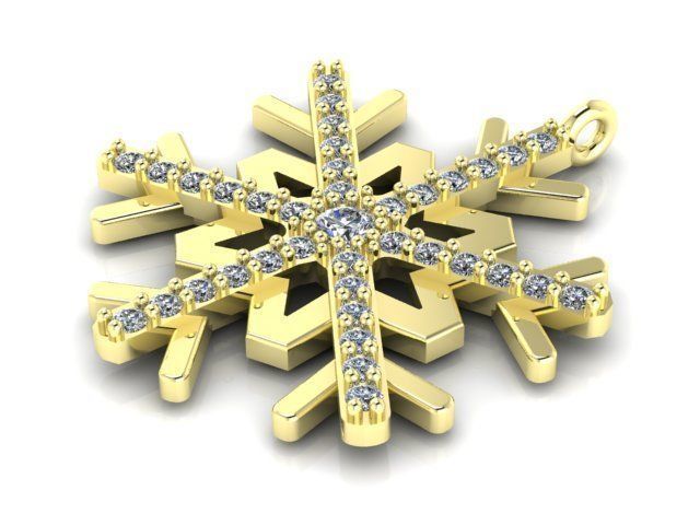 snowflake pendant 3D print model_2