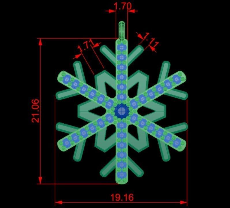 snowflake pendant 3D print model_3