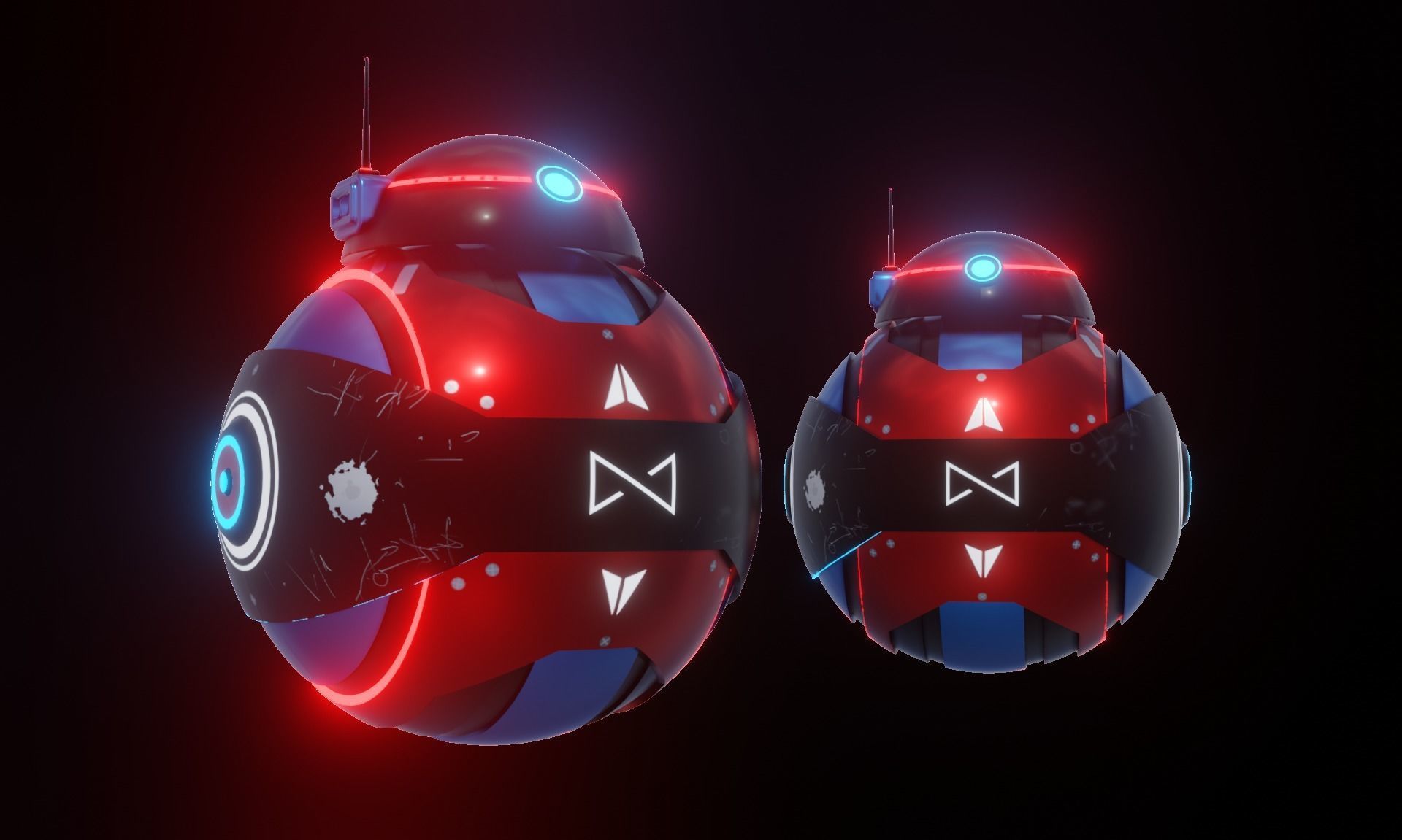 SPHERE BOT  - LOWPOLY -  PBR Low-poly 3D model_4