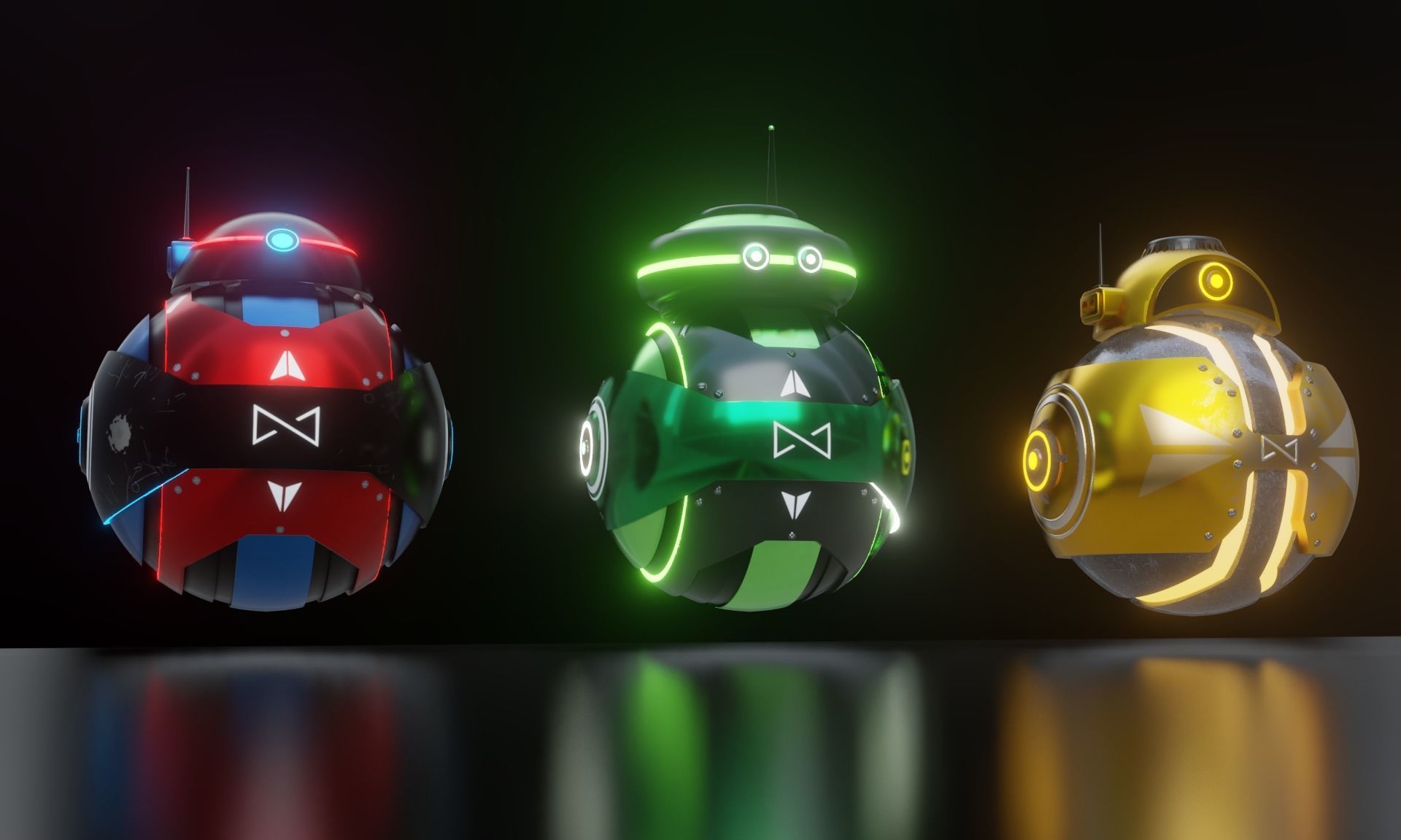 SPHERE BOT  - LOWPOLY -  PBR Low-poly 3D model_2