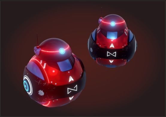 SPHERE BOT  - LOWPOLY -  PBR Low-poly 3D model_3