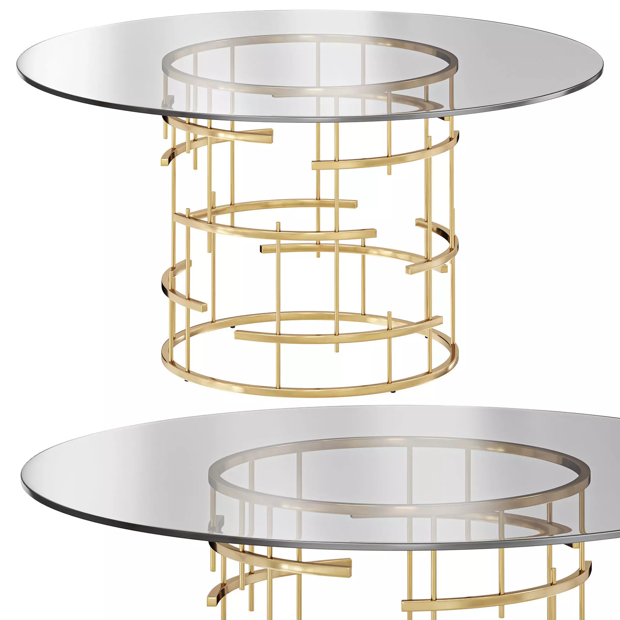 Tiffany Dining Table Round Gold 3D model_0