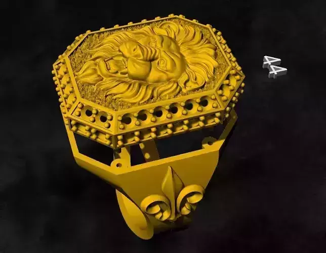lion head gold silver ring