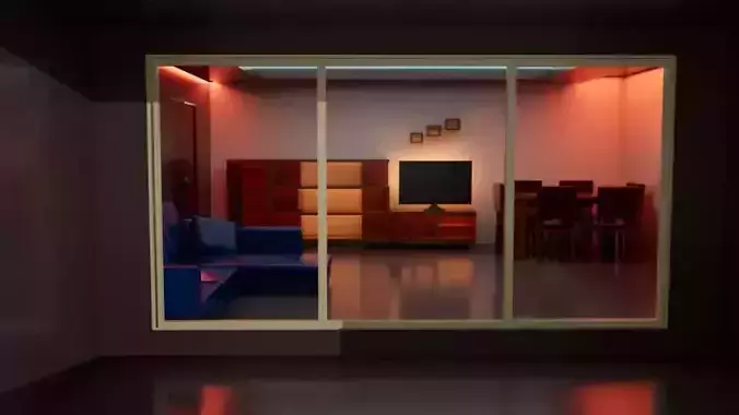 Hall interior with lighting