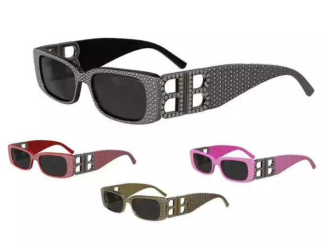 Balenciaga Dynasty Rectangle Sunglasses Low-poly 3D model