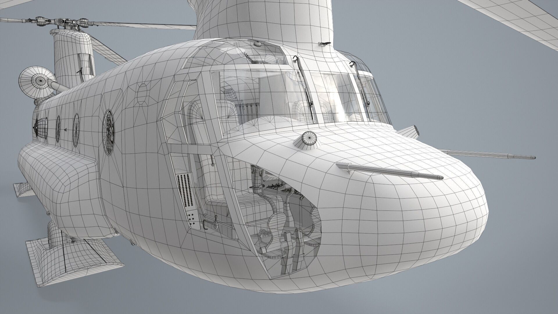 CH-47J Chinook JGSDF Winter Static Low-poly 3D model_31
