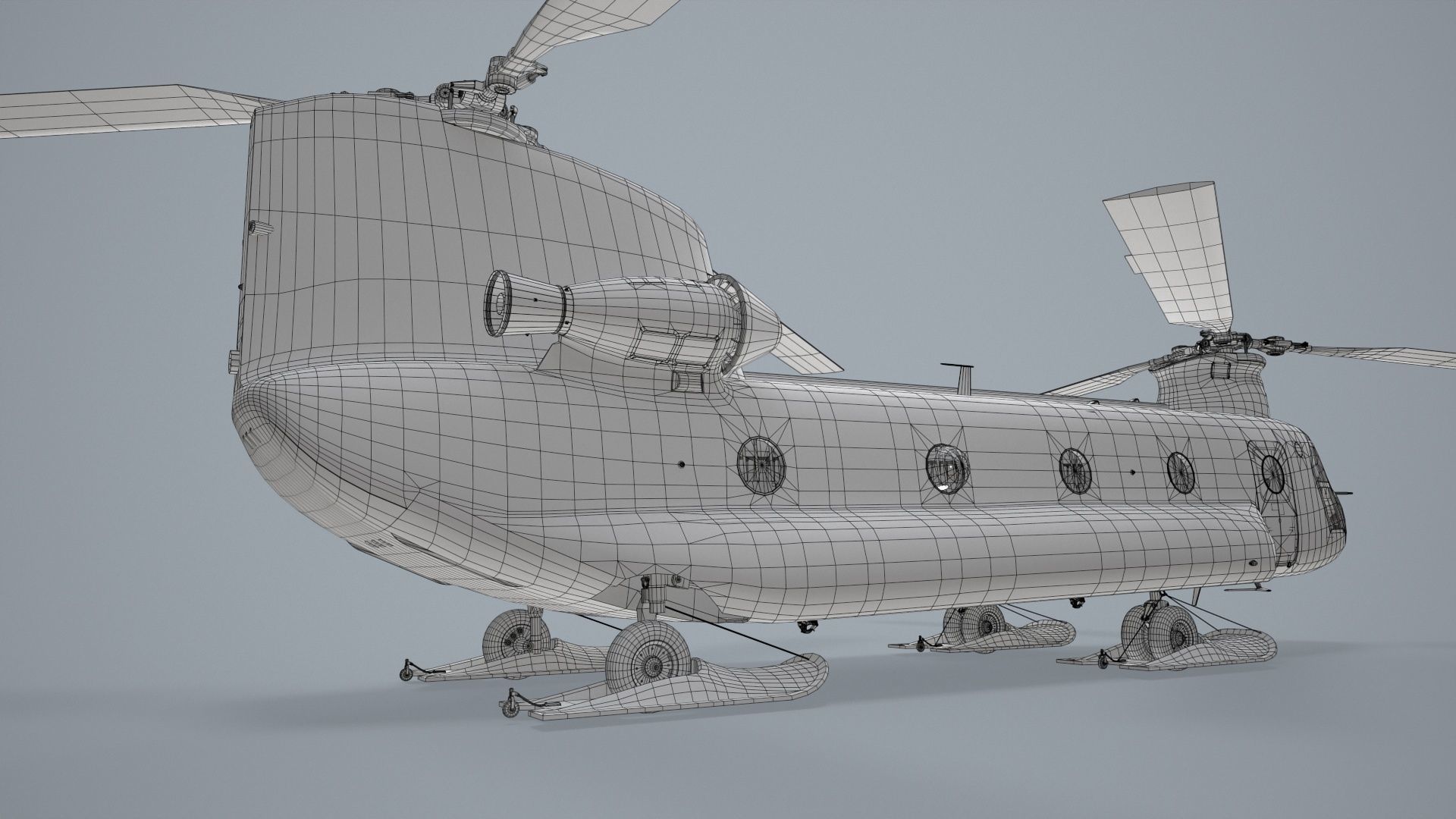 CH-47J Chinook JGSDF Winter Static Low-poly 3D model_30