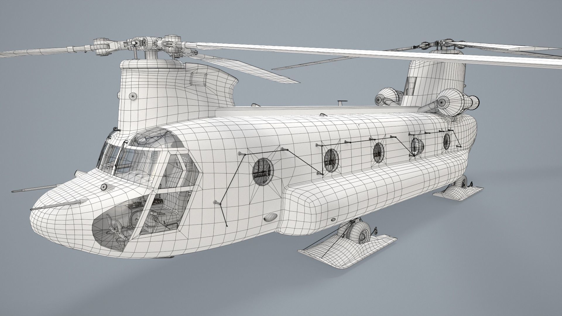 CH-47J Chinook JGSDF Winter Static Low-poly 3D model_28
