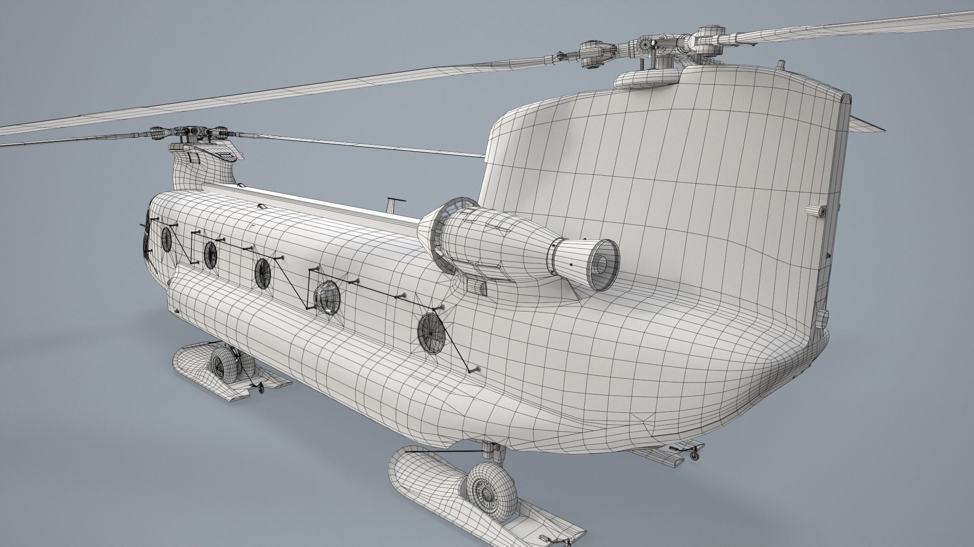 CH-47J Chinook JGSDF Winter Static Low-poly 3D model_29