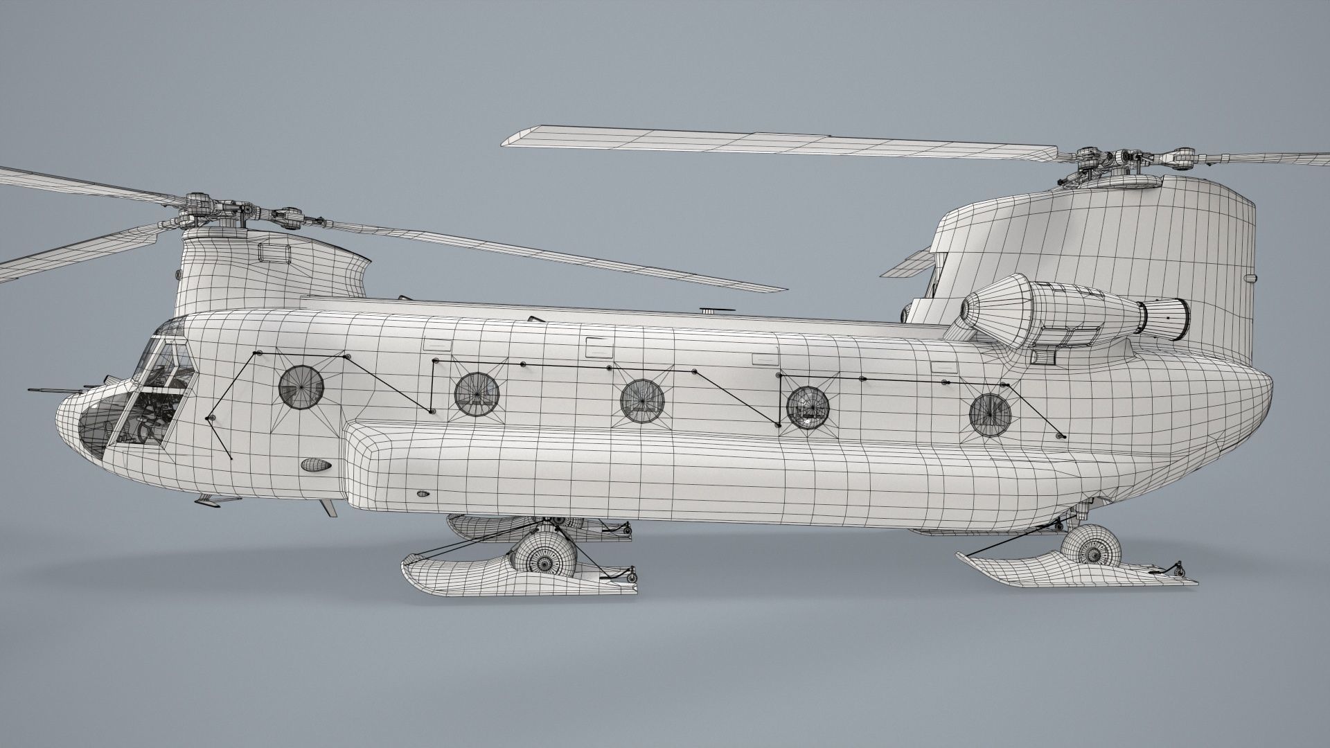 CH-47J Chinook JGSDF Winter Static Low-poly 3D model_33