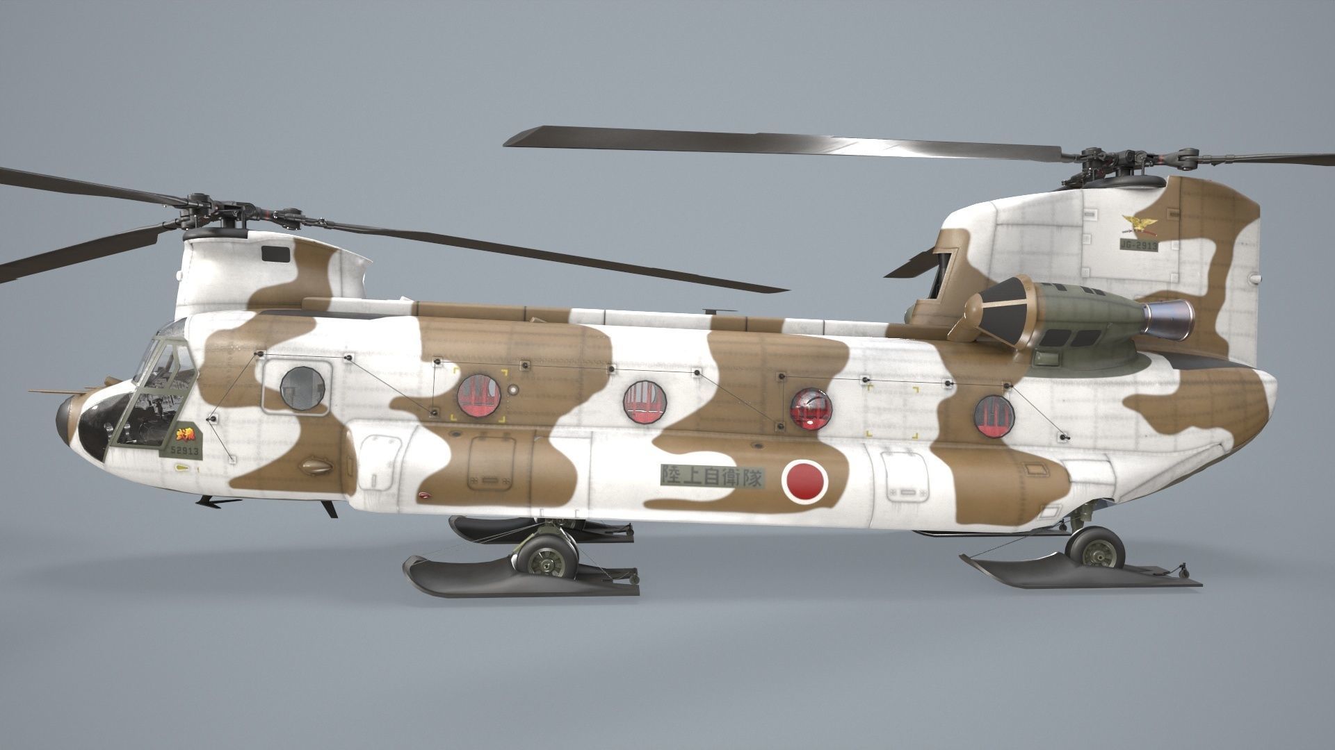 CH-47J Chinook JGSDF Winter Static Low-poly 3D model_15