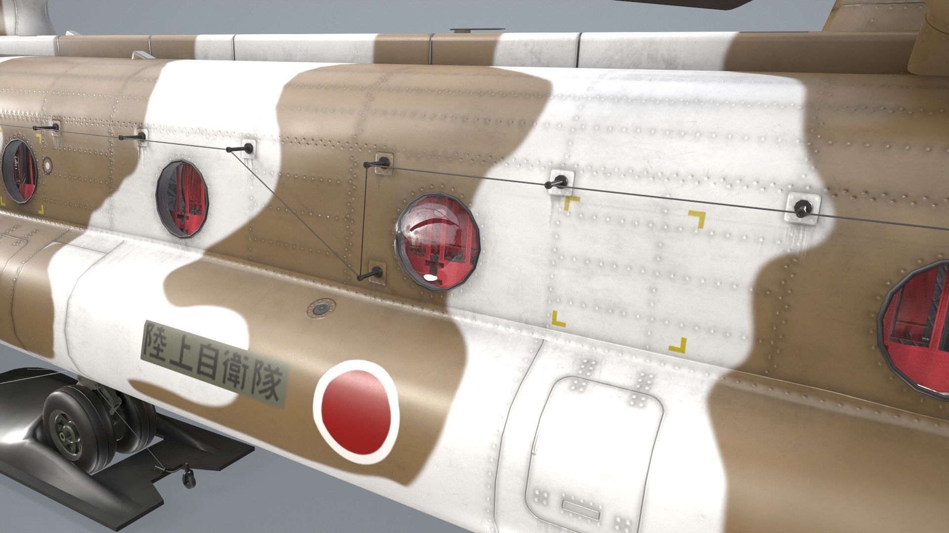 CH-47J Chinook JGSDF Winter Static Low-poly 3D model_8