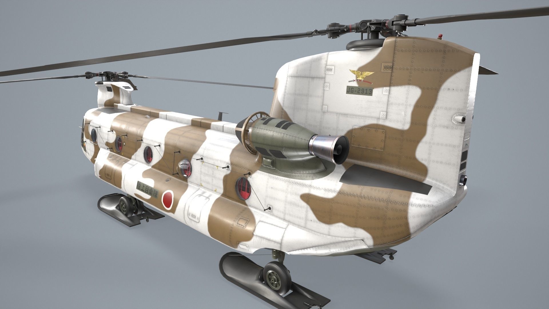 CH-47J Chinook JGSDF Winter Static Low-poly 3D model_4