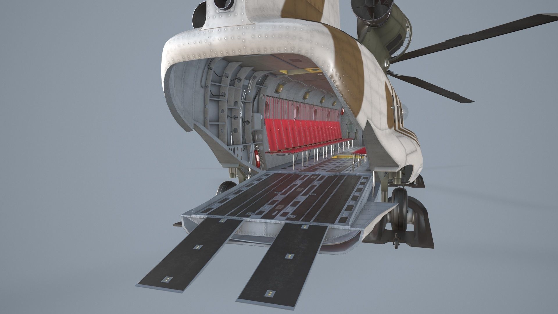 CH-47J Chinook JGSDF Winter Static Low-poly 3D model_16