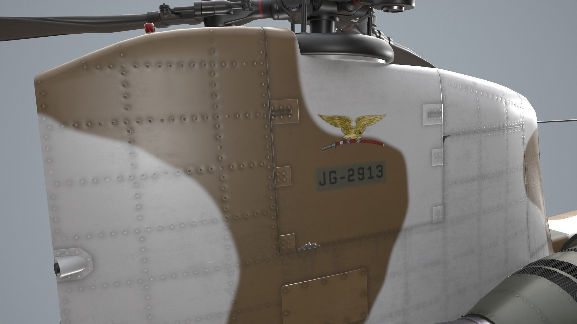 CH-47J Chinook JGSDF Winter Static Low-poly 3D model_11