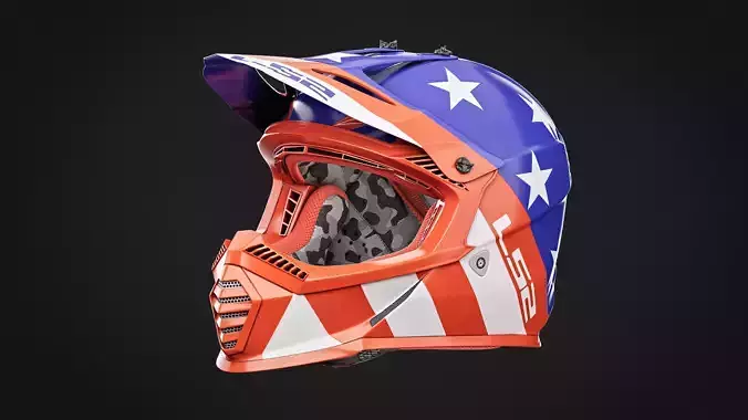 Motocross Helmet LS2 - America Version 3D model