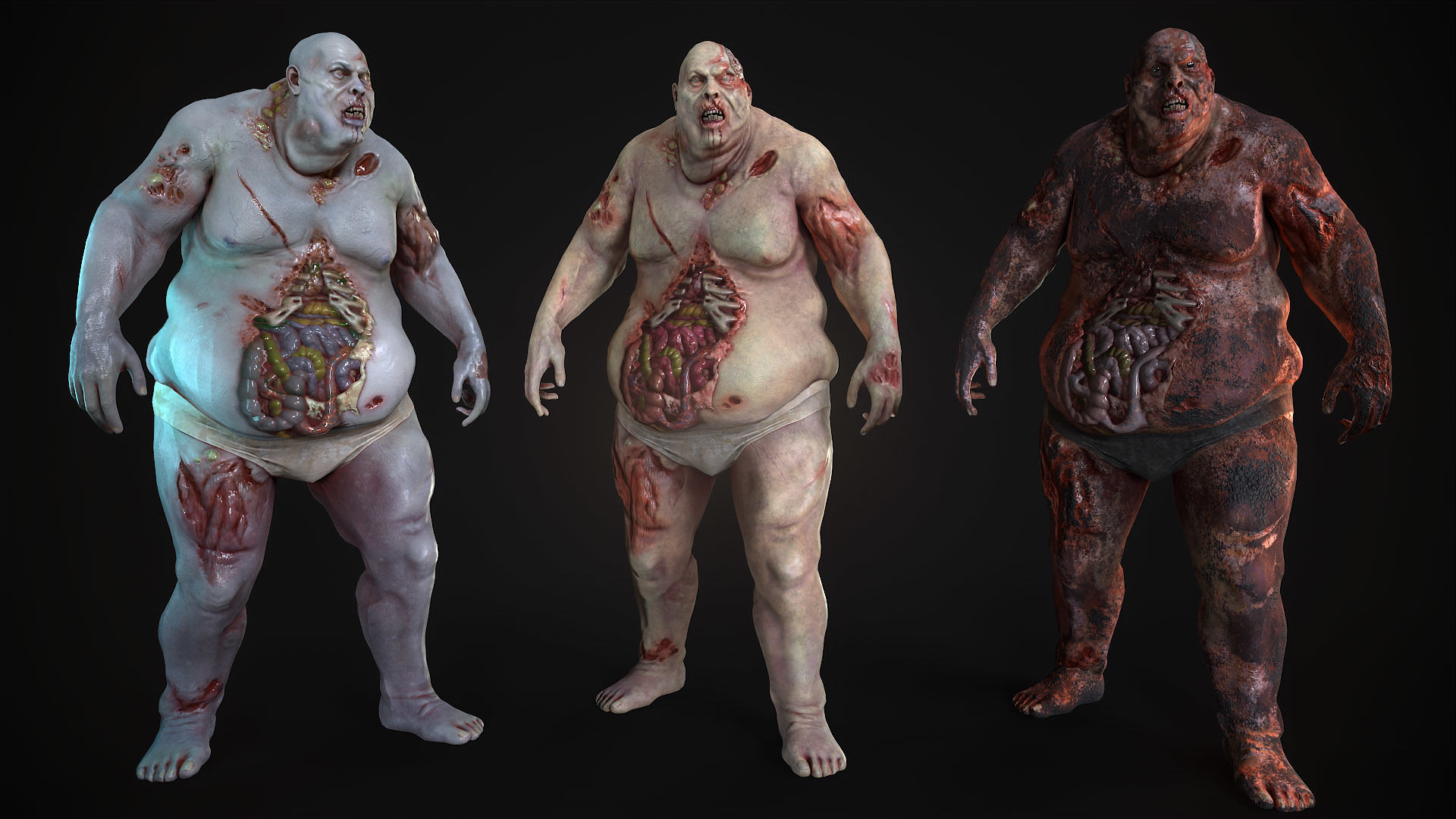 Classic Zombie fat man Low-poly 3D model_14