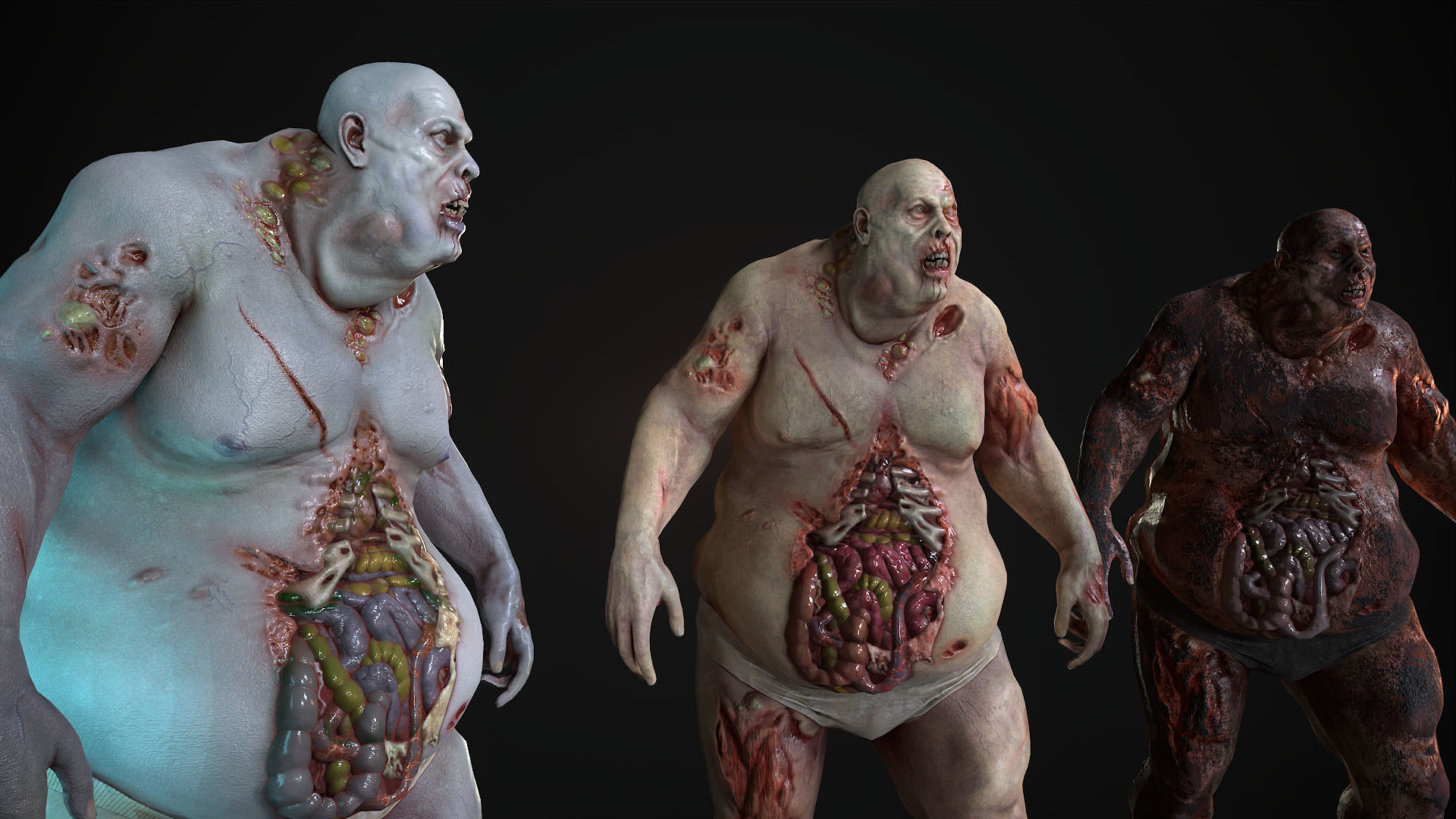 Classic Zombie fat man Low-poly 3D model_8