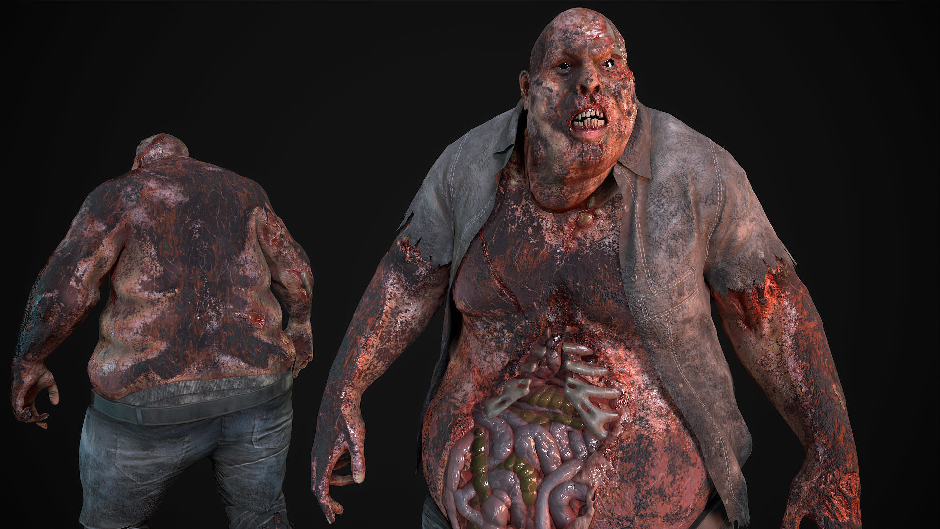 Classic Zombie fat man Low-poly 3D model_13