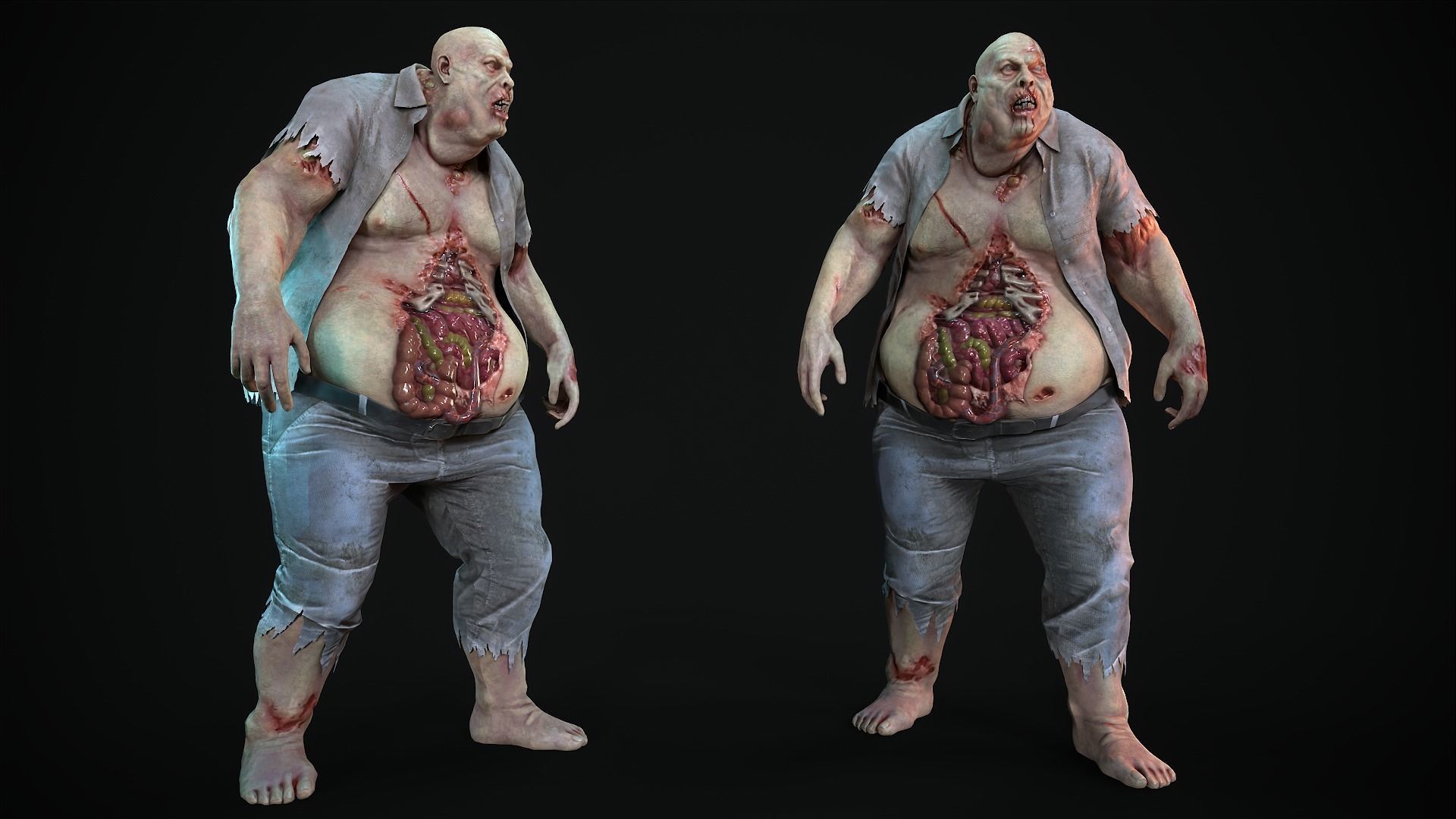 Classic Zombie fat man Low-poly 3D model_18