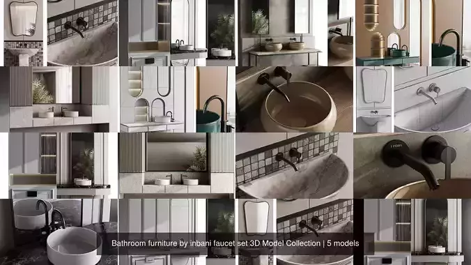 Bathroom furniture by inbani faucet set 3D Model Collection