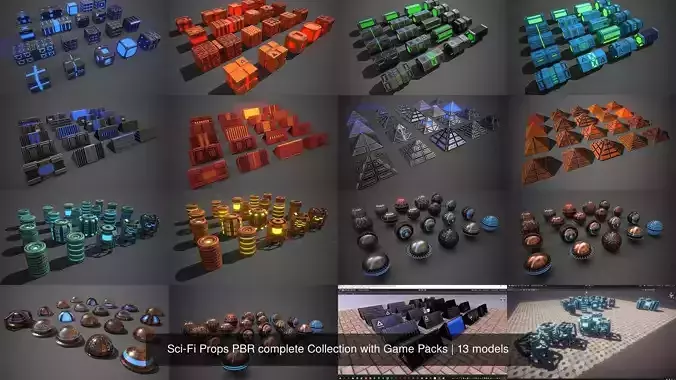 Sci-Fi Props PBR complete Collection with Game Packs 