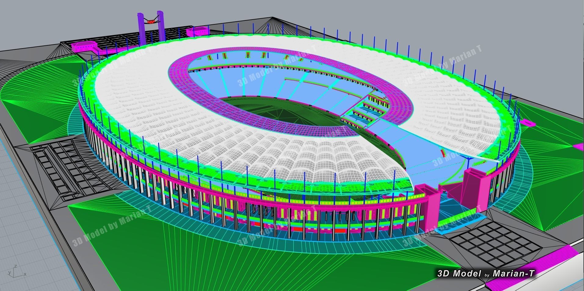 Olympiastadion - Berlin Germany Low-poly 3D model_6