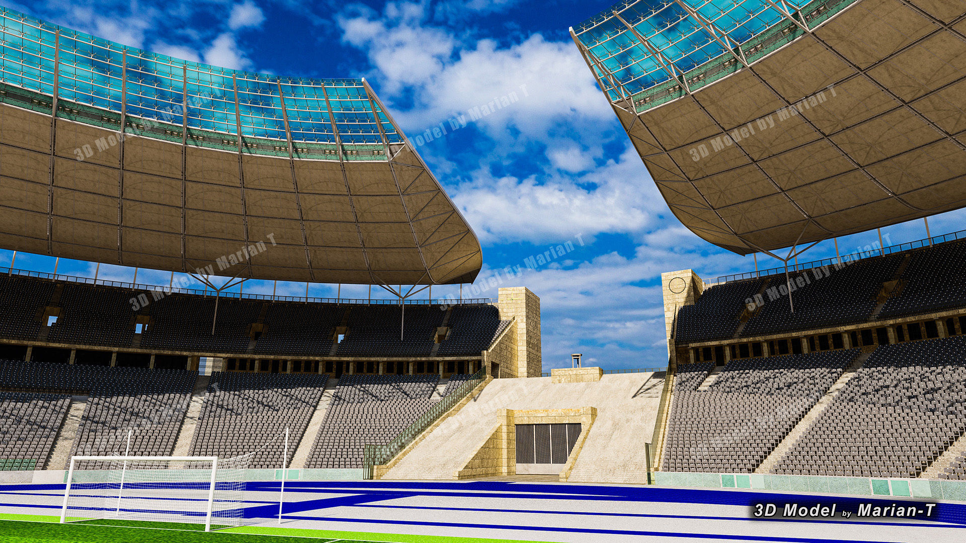 Olympiastadion - Berlin Germany Low-poly 3D model_12