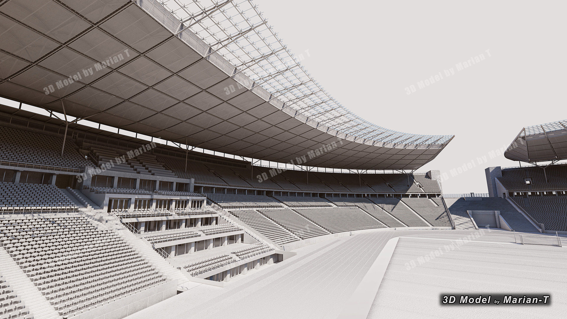 Olympiastadion - Berlin Germany Low-poly 3D model_25