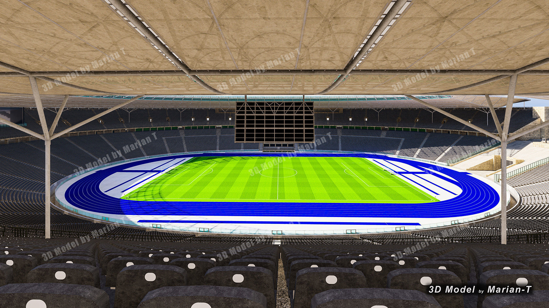 Olympiastadion - Berlin Germany Low-poly 3D model_20