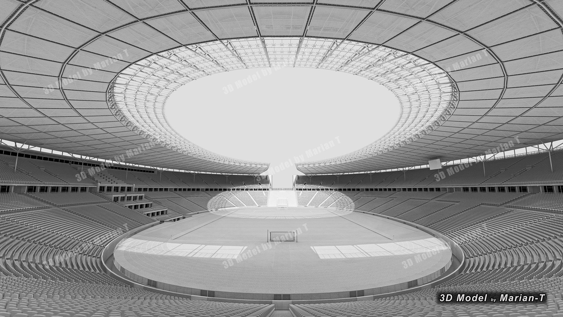 Olympiastadion - Berlin Germany Low-poly 3D model_2
