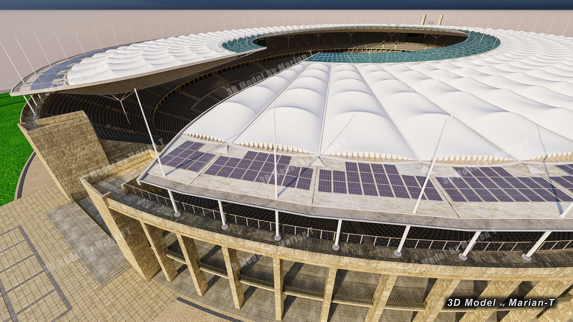Olympiastadion - Berlin Germany Low-poly 3D model_45