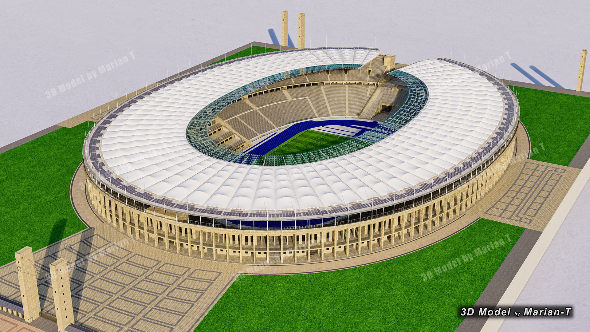 Olympiastadion - Berlin Germany Low-poly 3D model_34